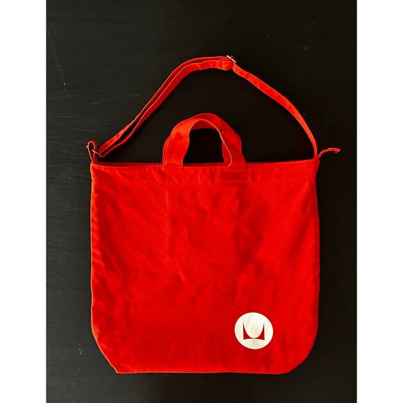 Baggu Herman Miller Red Canvas Tote Bag Crossbody Large Canvas Logo - Picture 1 of 9